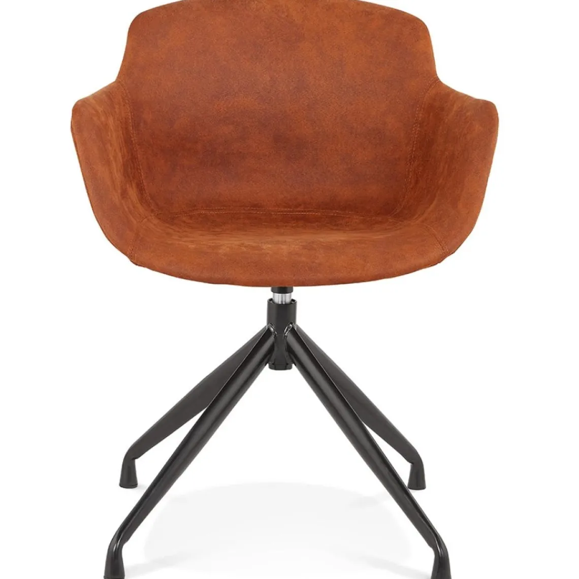 ALTEREGO Chaise design avec accoudoirs 'SOUND' en microfibre brune New