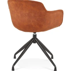 ALTEREGO Chaise design avec accoudoirs 'SOUND' en microfibre brune New