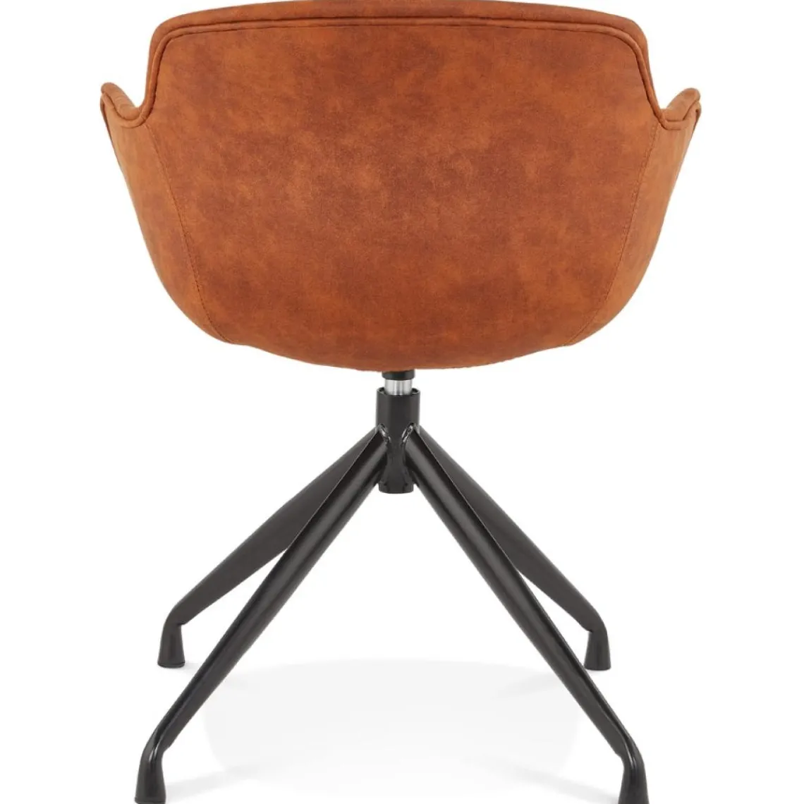 ALTEREGO Chaise design avec accoudoirs 'SOUND' en microfibre brune New