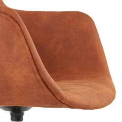 ALTEREGO Chaise design avec accoudoirs 'SOUND' en microfibre brune New
