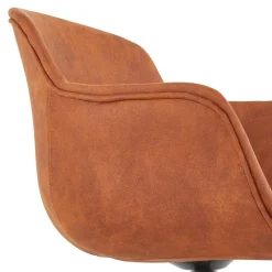 ALTEREGO Chaise design avec accoudoirs 'SOUND' en microfibre brune New