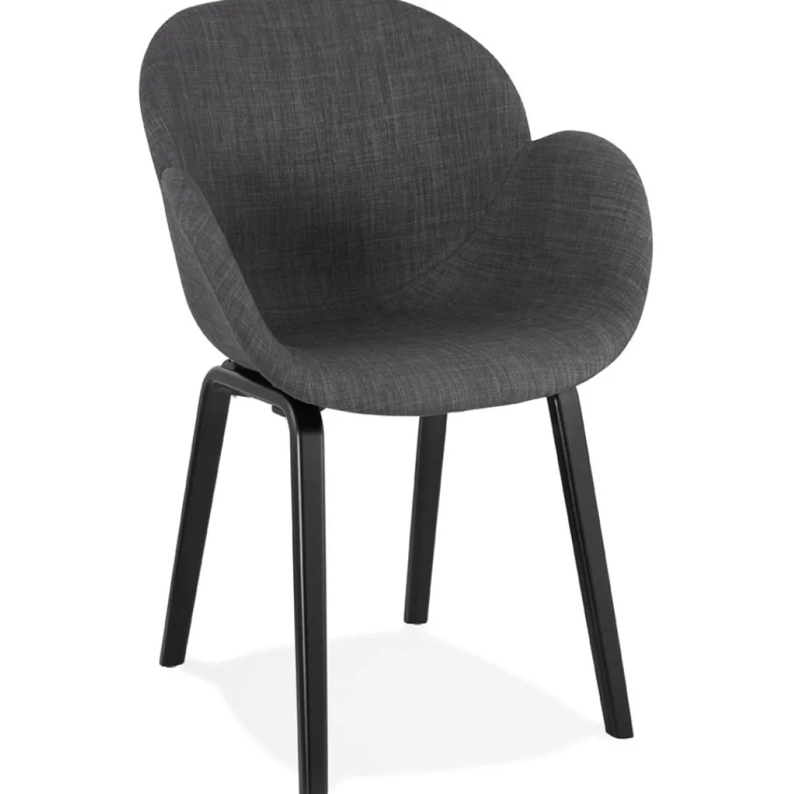 ALTEREGO Chaise design avec accoudoirs 'SAMY' en tissu gris et pieds en bois noir
