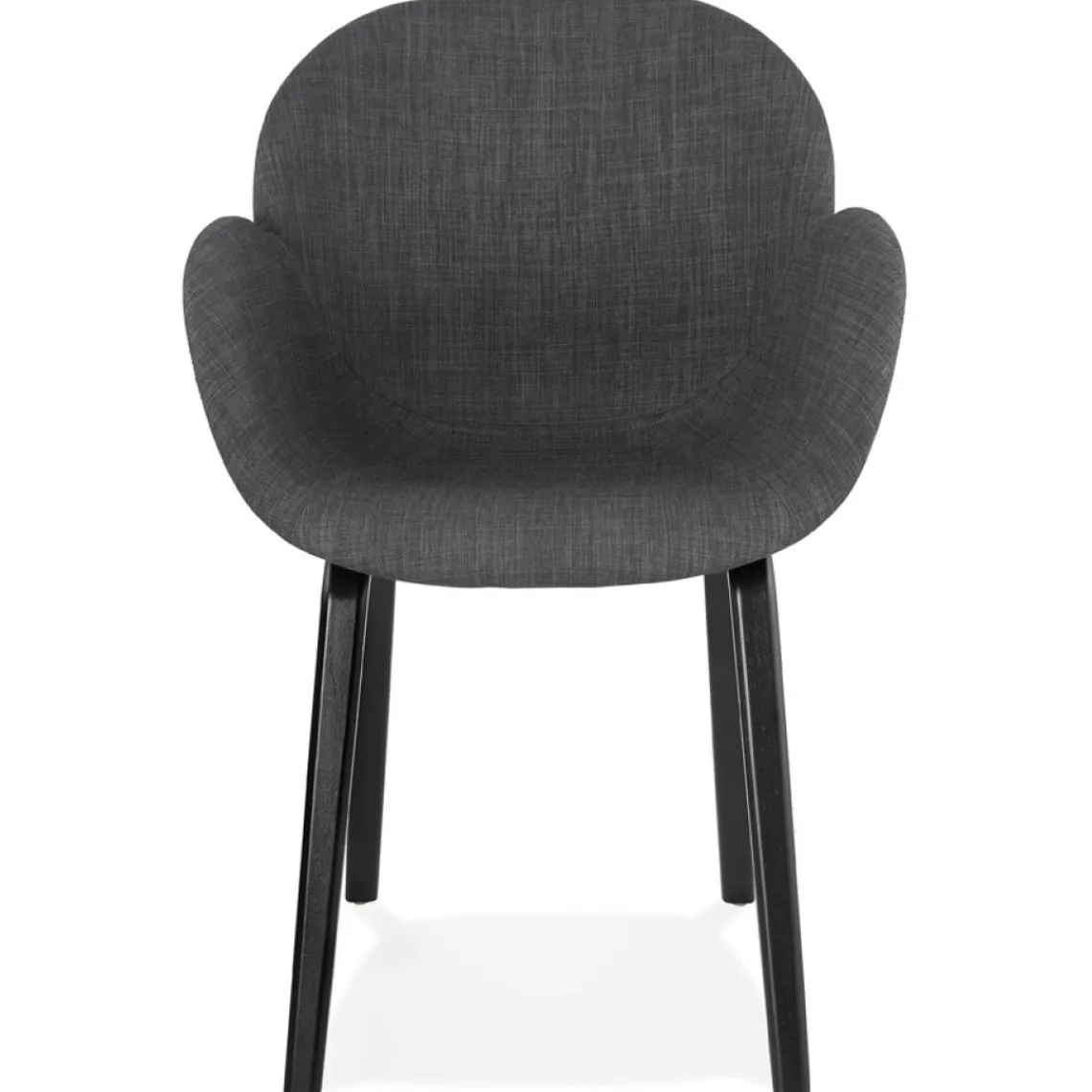 ALTEREGO Chaise design avec accoudoirs 'SAMY' en tissu gris et pieds en bois noir