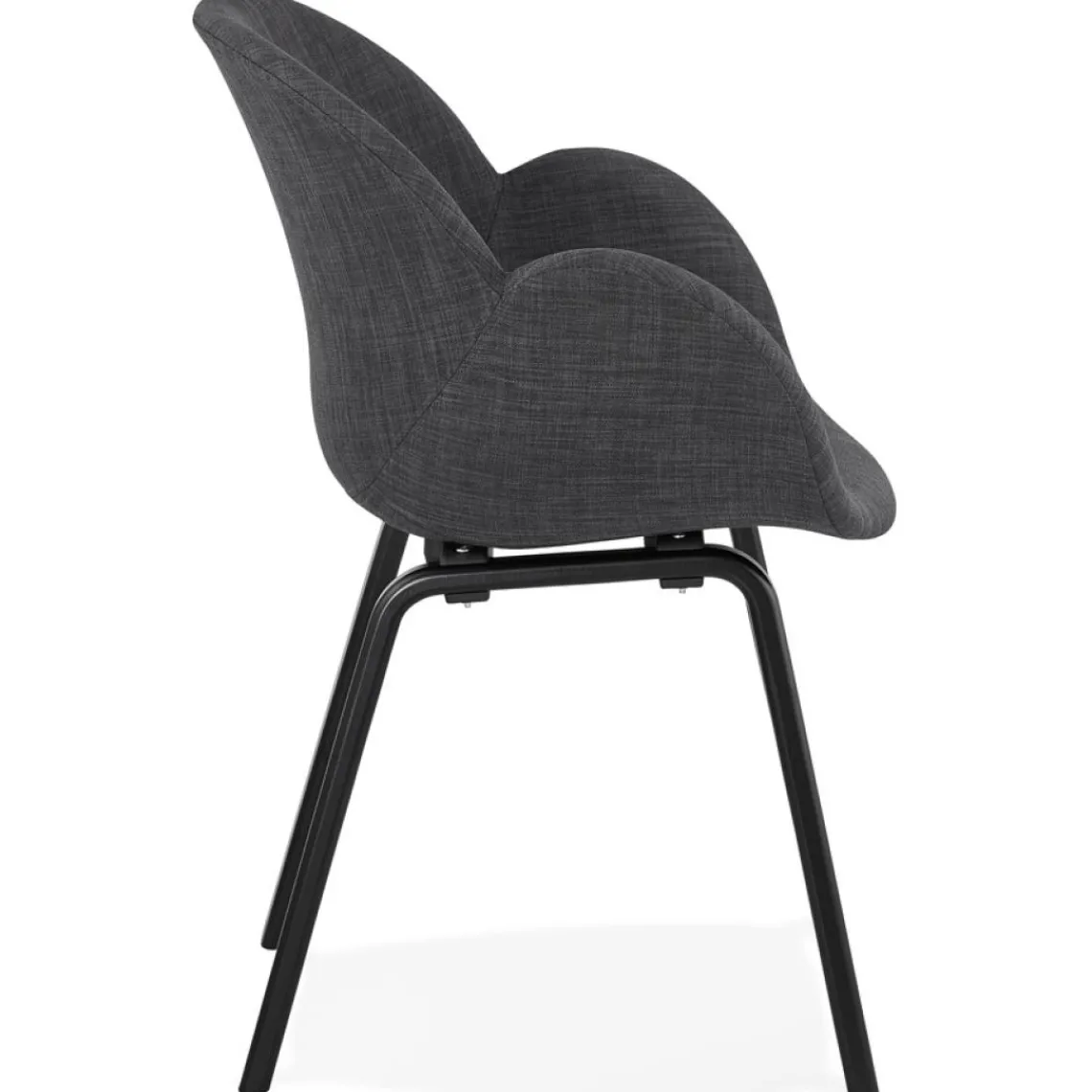 ALTEREGO Chaise design avec accoudoirs 'SAMY' en tissu gris et pieds en bois noir