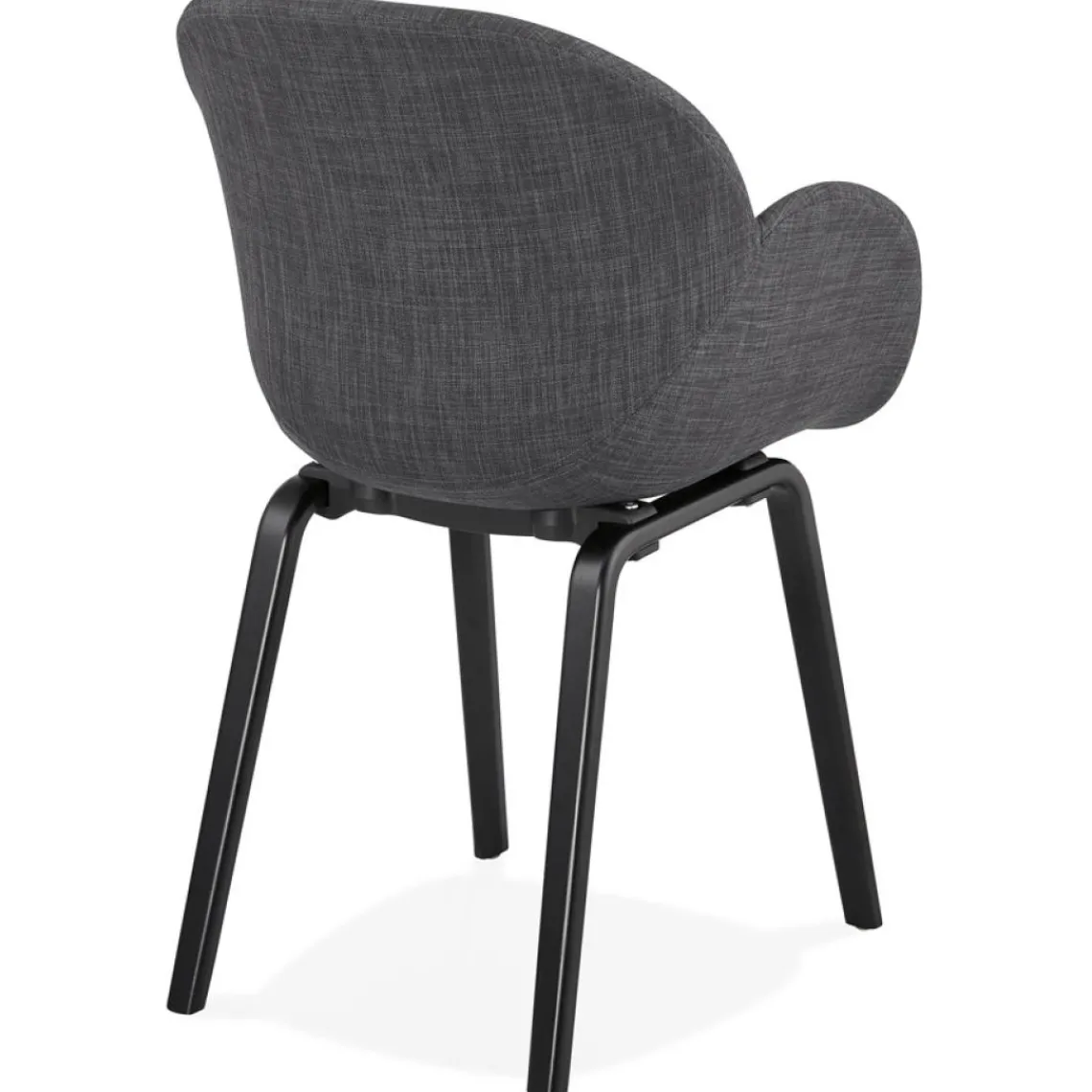 ALTEREGO Chaise design avec accoudoirs 'SAMY' en tissu gris et pieds en bois noir