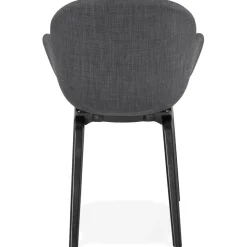 ALTEREGO Chaise design avec accoudoirs 'SAMY' en tissu gris et pieds en bois noir