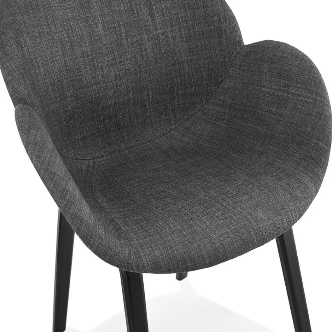 ALTEREGO Chaise design avec accoudoirs 'SAMY' en tissu gris et pieds en bois noir