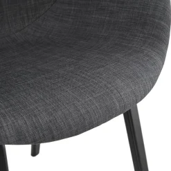 ALTEREGO Chaise design avec accoudoirs 'SAMY' en tissu gris et pieds en bois noir