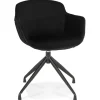 ALTEREGO Chaise design avec accoudoirs 'GRAPIN' en velours noir New