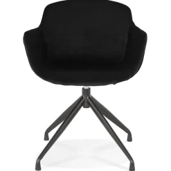 ALTEREGO Chaise design avec accoudoirs 'GRAPIN' en velours noir New