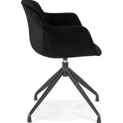 ALTEREGO Chaise design avec accoudoirs 'GRAPIN' en velours noir New