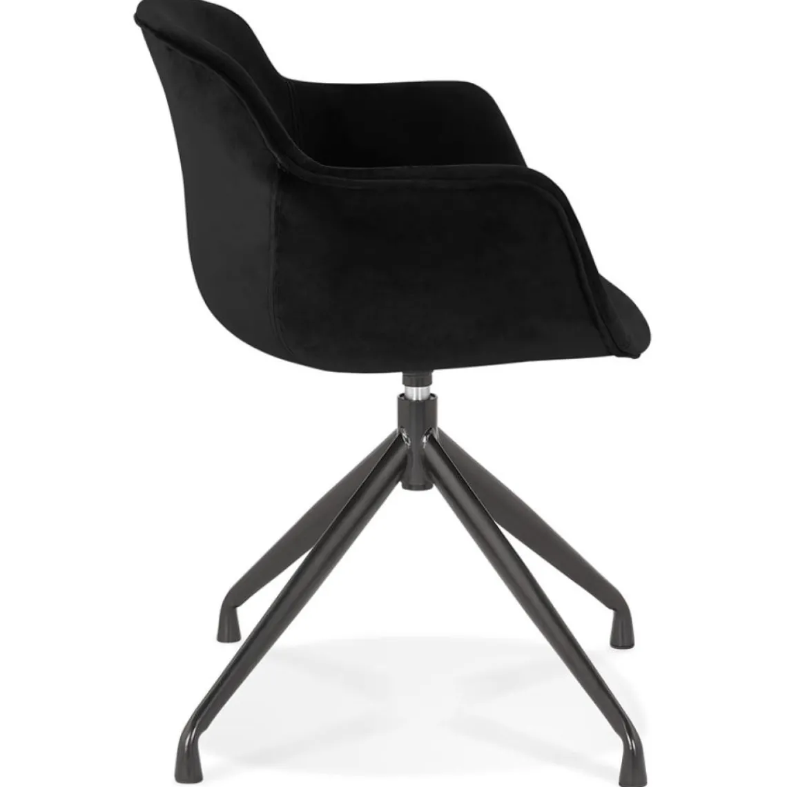 ALTEREGO Chaise design avec accoudoirs 'GRAPIN' en velours noir New