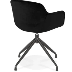 ALTEREGO Chaise design avec accoudoirs 'GRAPIN' en velours noir New