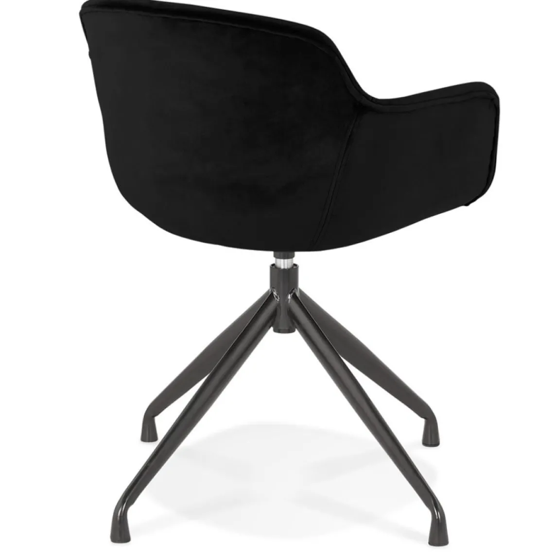 ALTEREGO Chaise design avec accoudoirs 'GRAPIN' en velours noir New