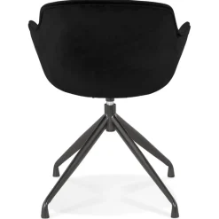 ALTEREGO Chaise design avec accoudoirs 'GRAPIN' en velours noir New