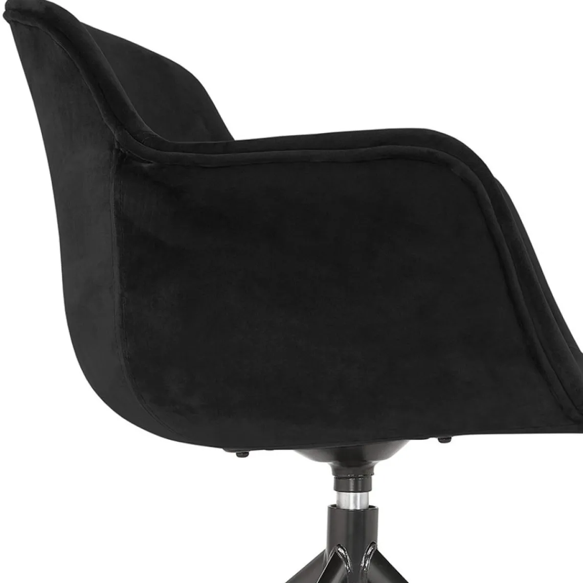 ALTEREGO Chaise design avec accoudoirs 'GRAPIN' en velours noir New