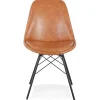 ALTEREGO Chaise design 'BRAVO' en matière synthétique brune et pieds en métal noir Online