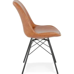ALTEREGO Chaise design 'BRAVO' en matière synthétique brune et pieds en métal noir Online