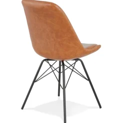 ALTEREGO Chaise design 'BRAVO' en matière synthétique brune et pieds en métal noir Online