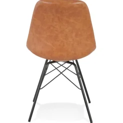 ALTEREGO Chaise design 'BRAVO' en matière synthétique brune et pieds en métal noir Online