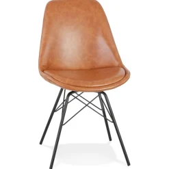 ALTEREGO Chaise design 'BRAVO' en matière synthétique brune et pieds en métal noir Online
