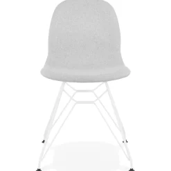 ALTEREGO Chaise design 'DECLIK' grise claire avec pieds en métal blanc Hot