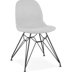 ALTEREGO Chaise design 'DECLIK' grise claire avec pieds en métal noir Online