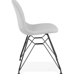 ALTEREGO Chaise design 'DECLIK' grise claire avec pieds en métal noir Online