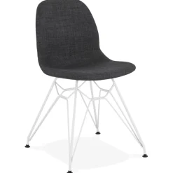 ALTEREGO Chaise design 'DECLIK' gris foncé avec pieds en métal blanc Clearance
