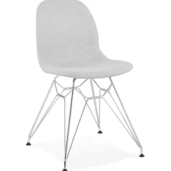 ALTEREGO Chaise design 'DECLIK' grise claire avec pieds en métal chromé Online