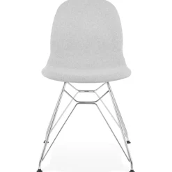 ALTEREGO Chaise design 'DECLIK' grise claire avec pieds en métal chromé Online