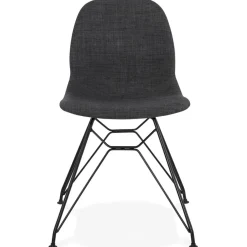 ALTEREGO Chaise design 'DECLIK' gris foncé avec pieds en métal noir Discount