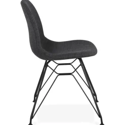 ALTEREGO Chaise design 'DECLIK' gris foncé avec pieds en métal noir Discount
