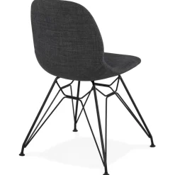 ALTEREGO Chaise design 'DECLIK' gris foncé avec pieds en métal noir Discount
