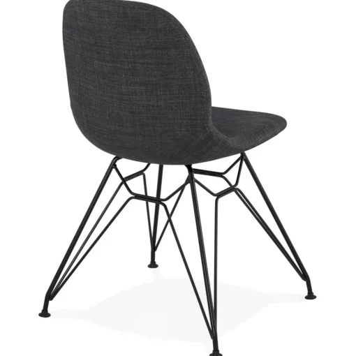ALTEREGO Chaise design 'DECLIK' gris foncé avec pieds en métal noir Discount