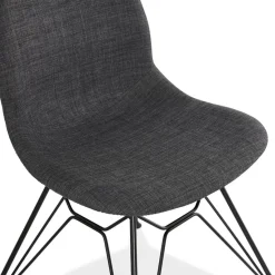 ALTEREGO Chaise design 'DECLIK' gris foncé avec pieds en métal noir Discount