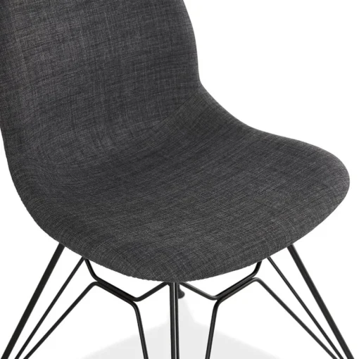 ALTEREGO Chaise design 'DECLIK' gris foncé avec pieds en métal noir Discount