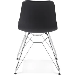 ALTEREGO Chaise design 'GAUDY' noire avec pied en métal chromé Outlet