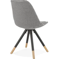 ALTEREGO Chaise design 'HAMILTON' en tissu pied de poule et pieds en bois noir Discount