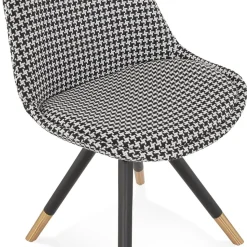 ALTEREGO Chaise design 'HAMILTON' en tissu pied de poule et pieds en bois noir Discount
