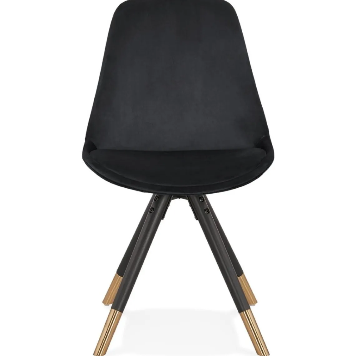 ALTEREGO Chaise design 'HAMILTON' en velours noir et pieds en bois noir Discount