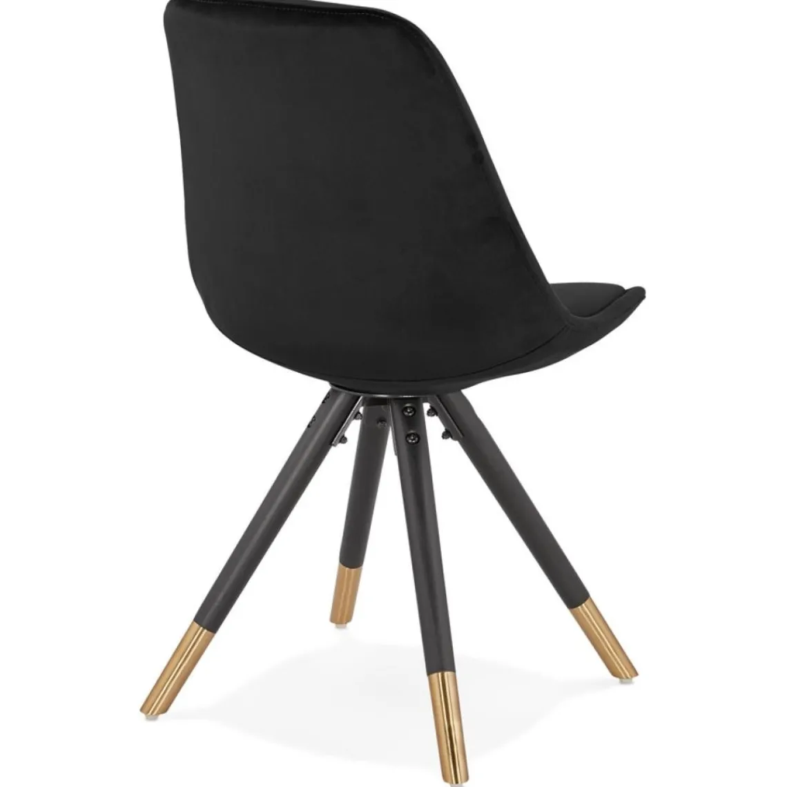 ALTEREGO Chaise design 'HAMILTON' en velours noir et pieds en bois noir Discount