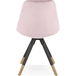 ALTEREGO Chaise design 'HAMILTON' en velours rose et pieds en bois noir New
