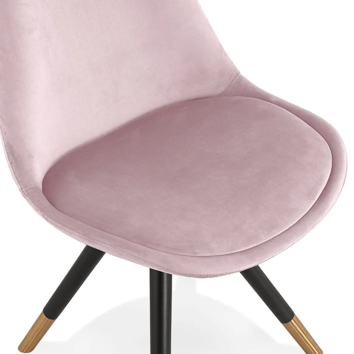 ALTEREGO Chaise design 'HAMILTON' en velours rose et pieds en bois noir New
