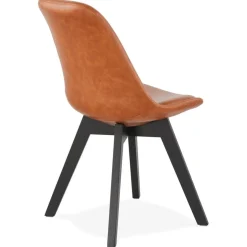 ALTEREGO Chaise design 'NIAGARA' brune avec pieds en bois noir Clearance