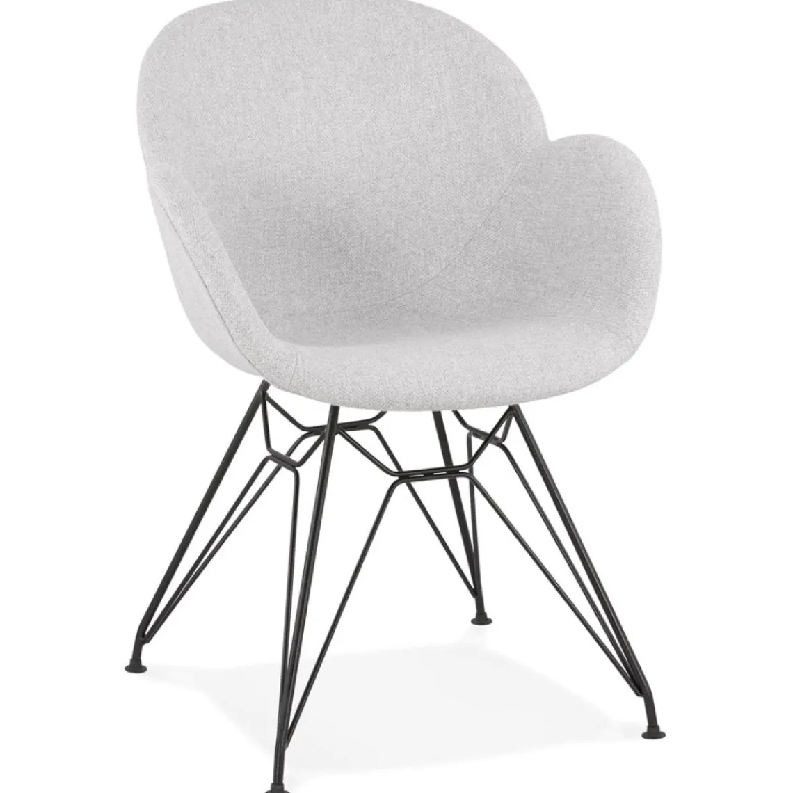 ALTEREGO Chaise design 'PLANET' en tissu gris clair avec pieds en métal noir Discount