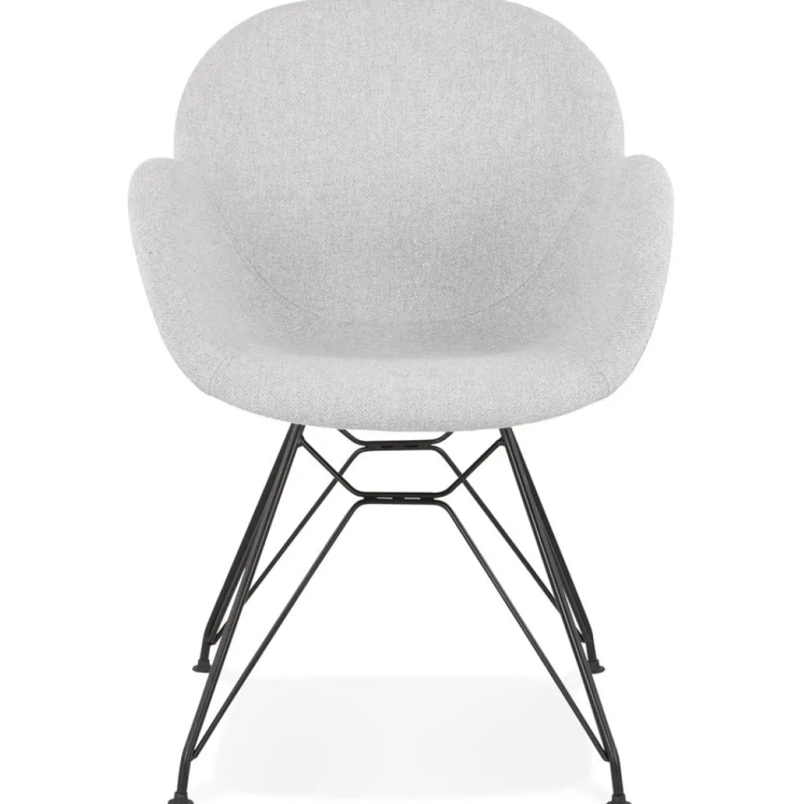 ALTEREGO Chaise design 'PLANET' en tissu gris clair avec pieds en métal noir Discount