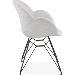 ALTEREGO Chaise design 'PLANET' en tissu gris clair avec pieds en métal noir Discount