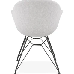 ALTEREGO Chaise design 'PLANET' en tissu gris clair avec pieds en métal noir Discount