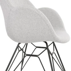 ALTEREGO Chaise design 'PLANET' en tissu gris clair avec pieds en métal noir Discount